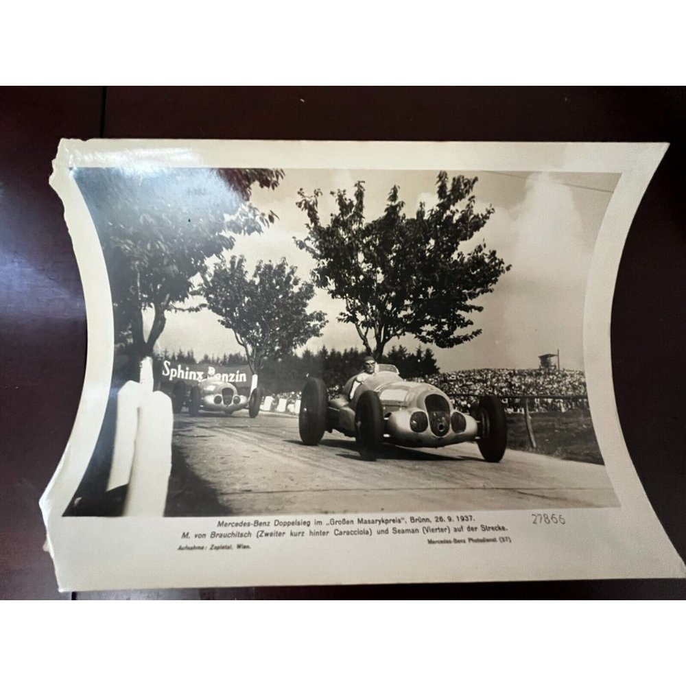 Vintage 1937 Mercedes Benz Photodienst Press Photo W125 Grand Prix Race cars